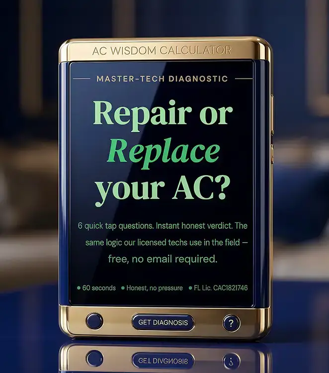 Clear Comfort AC Wisdom Calculator — Free repair or replace tool for Orlando Florida homeowners
